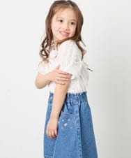 KJKFD43029 a.v.v KIDS(アー・ヴェ・ヴェ) [120-160]袖リボンチュールテレコカットソー ホワイト