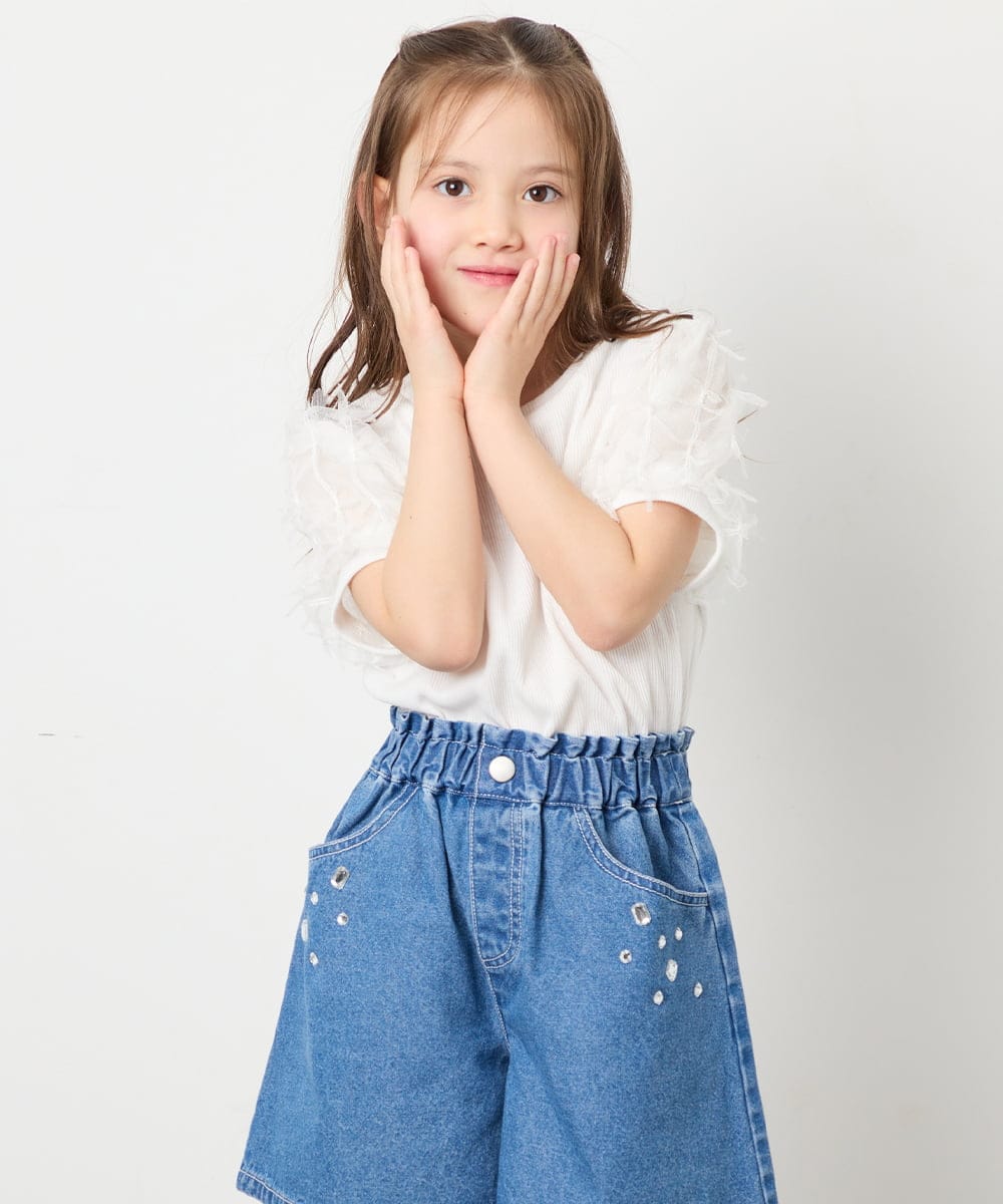 KJKFD43029 a.v.v KIDS(アー・ヴェ・ヴェ) [120-160]袖リボンチュールテレコカットソー ホワイト