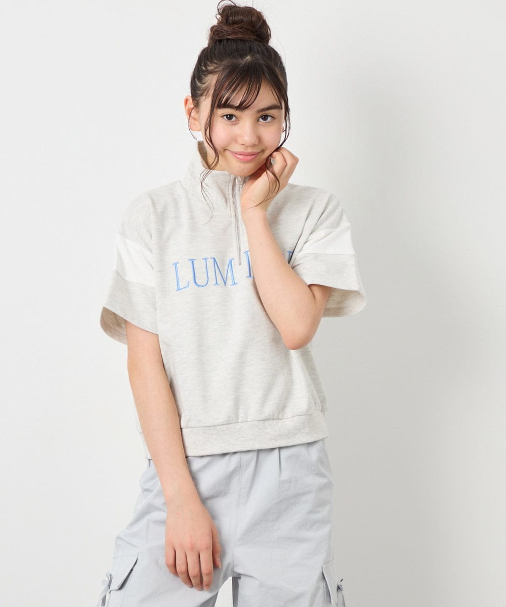 KJKFD46039 a.v.v KIDS(アー・ヴェ・ヴェ) [120-160]ハーフジップロゴスウェット ライトグレー