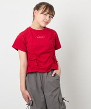 KJKFD56035 a.v.v KIDS(アー・ヴェ・ヴェ) [130-160]【毛玉になりにくい/綿100％】クロップドドロストTシャツ レッド