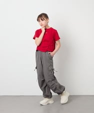 KJKFD56035 a.v.v KIDS(アー・ヴェ・ヴェ) [130-160]【毛玉になりにくい/綿100％】クロップドドロストTシャツ レッド