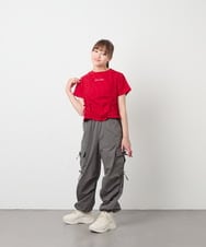 KJKFD56035 a.v.v KIDS(アー・ヴェ・ヴェ) [130-160]【毛玉になりにくい/綿100％】クロップドドロストTシャツ レッド