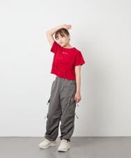 KJKFD56035 a.v.v KIDS(アー・ヴェ・ヴェ) [130-160]【毛玉になりにくい/綿100％】クロップドドロストTシャツ レッド
