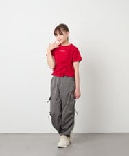 KJKFD56035 a.v.v KIDS(アー・ヴェ・ヴェ) [130-160]【毛玉になりにくい/綿100％】クロップドドロストTシャツ レッド