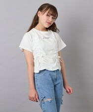KJKFD56035 a.v.v KIDS(アー・ヴェ・ヴェ) [130-160]【毛玉になりにくい/綿100％】クロップドドロストTシャツ ホワイト