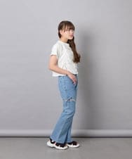 KJKFD56035 a.v.v KIDS(アー・ヴェ・ヴェ) [130-160]【毛玉になりにくい/綿100％】クロップドドロストTシャツ ホワイト
