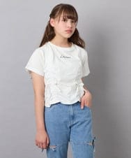 KJKFD56035 a.v.v KIDS(アー・ヴェ・ヴェ) [130-160]【毛玉になりにくい/綿100％】クロップドドロストTシャツ ホワイト