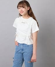 KJKFD56035 a.v.v KIDS(アー・ヴェ・ヴェ) [130-160]【毛玉になりにくい/綿100％】クロップドドロストTシャツ ホワイト