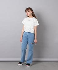 KJKFD56035 a.v.v KIDS(アー・ヴェ・ヴェ) [130-160]【毛玉になりにくい/綿100％】クロップドドロストTシャツ ホワイト