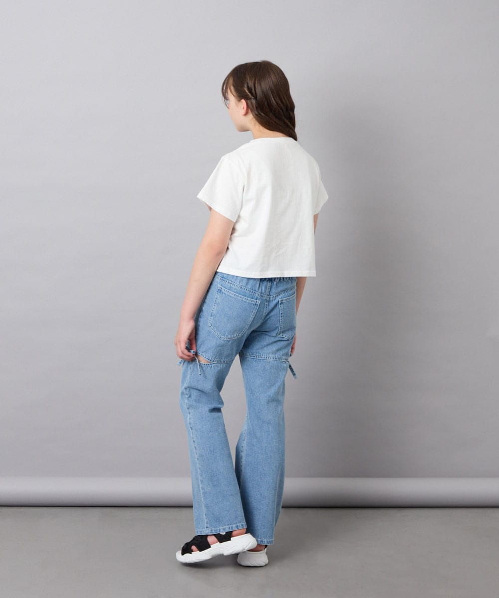 KJKFD56035 a.v.v KIDS(アー・ヴェ・ヴェ) [130-160]【毛玉になりにくい/綿100％】クロップドドロストTシャツ ホワイト