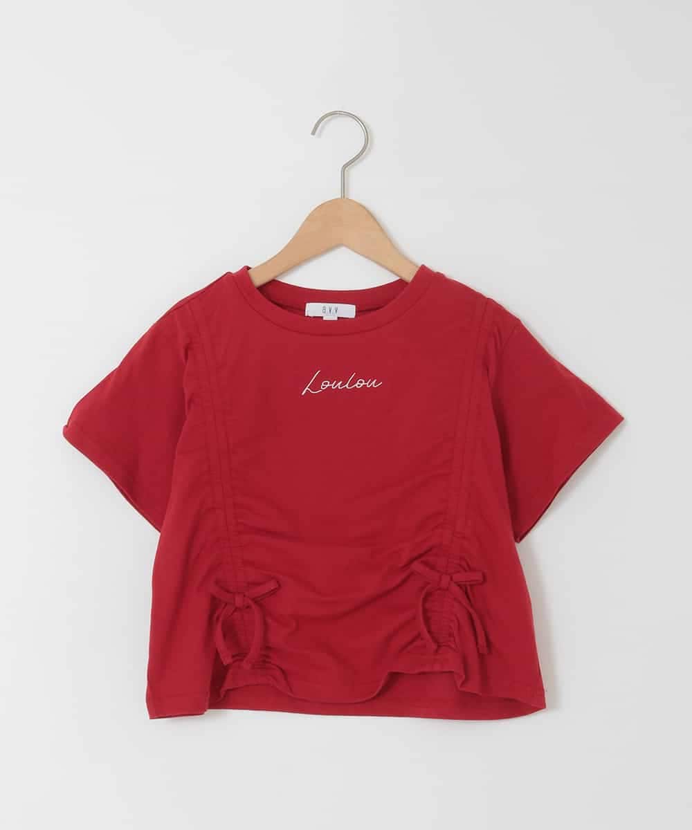 KJKFD56035 a.v.v KIDS(アー・ヴェ・ヴェ) [130-160]【毛玉になりにくい/綿100％】クロップドドロストTシャツ レッド