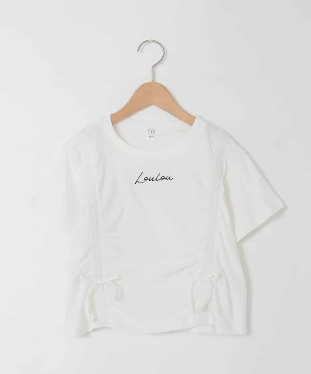 KJKFD56035 a.v.v KIDS(アー・ヴェ・ヴェ) [130-160]【毛玉になりにくい/綿100％】クロップドドロストTシャツ ホワイト
