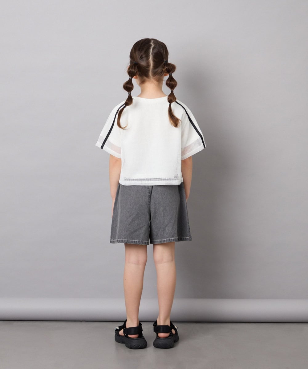 KJKFD57039 a.v.v KIDS(アー・ヴェ・ヴェ) [120-160]メッシュレイヤードTシャツ ホワイト