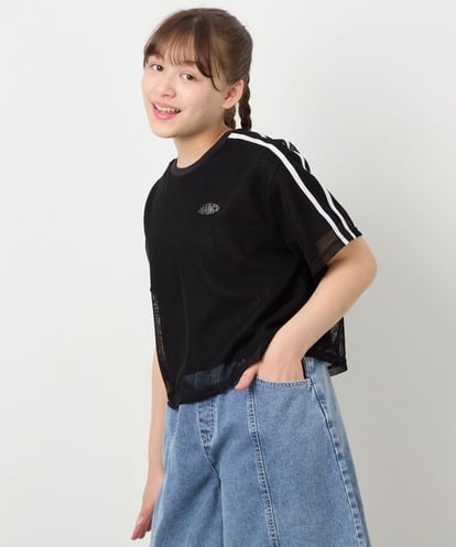 KJKFD57039 a.v.v KIDS [120-160]メッシュレイヤードTシャツ