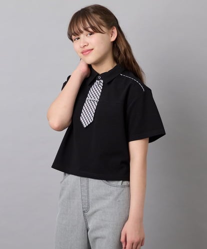 KJKFD58039 a.v.v KIDS [130-160]ネクタイ付きクロップドトップス