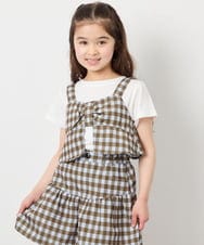 KJKFD59039 a.v.v KIDS(アー・ヴェ・ヴェ) [120-160][ママとお揃いコーデが叶う/セットアップ可能]リボンビスチェドッキングTシャツ ライトブルー