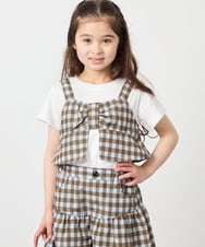 KJKFD59039 a.v.v KIDS(アー・ヴェ・ヴェ) [120-160][ママとお揃いコーデが叶う/セットアップ可能]リボンビスチェドッキングTシャツ ライトブルー