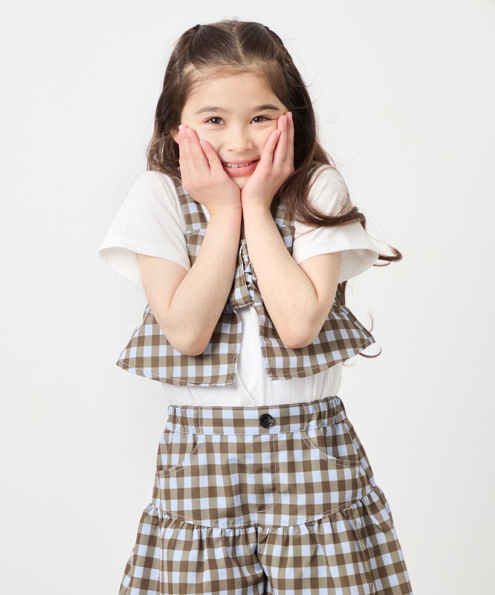 KJKFD59039 a.v.v KIDS(アー・ヴェ・ヴェ) [120-160][ママとお揃いコーデが叶う/セットアップ可能]リボンビスチェドッキングTシャツ ライトブルー