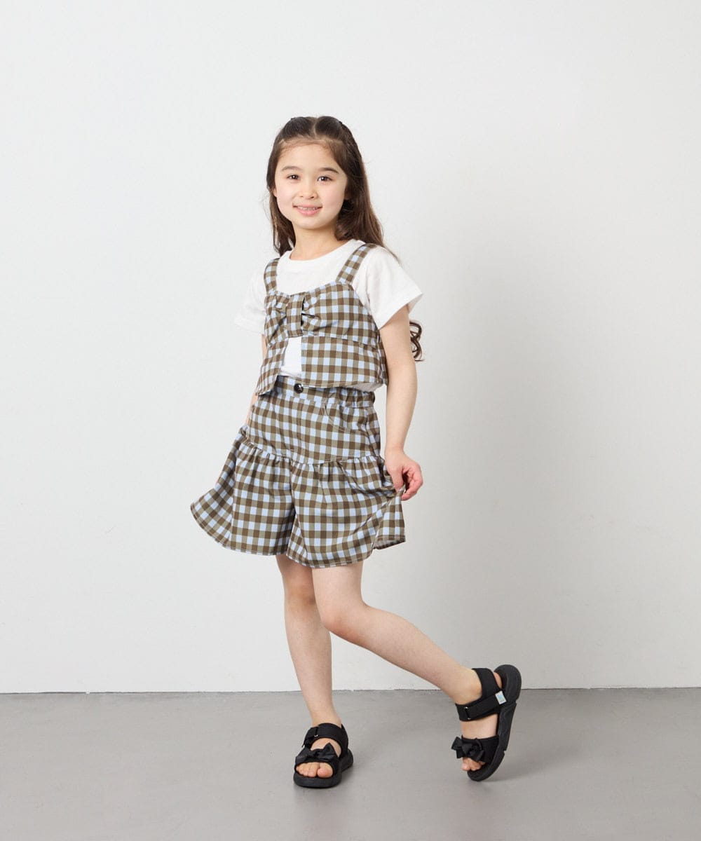 KJKFD59039 a.v.v KIDS(アー・ヴェ・ヴェ) [120-160][ママとお揃いコーデが叶う/セットアップ可能]リボンビスチェドッキングTシャツ ライトブルー