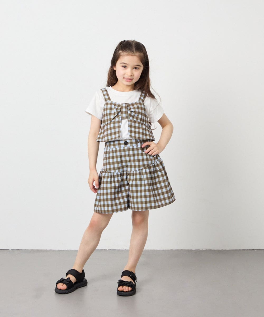 KJKFD59039 a.v.v KIDS(アー・ヴェ・ヴェ) [120-160][ママとお揃いコーデが叶う/セットアップ可能]リボンビスチェドッキングTシャツ ライトブルー
