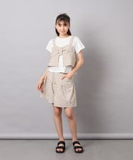 KJKFD59039 a.v.v KIDS(アー・ヴェ・ヴェ) [120-160][ママとお揃いコーデが叶う/セットアップ可能]リボンビスチェドッキングTシャツ ベージュ