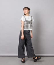 KJKFD59039 a.v.v KIDS(アー・ヴェ・ヴェ) [120-160][ママとお揃いコーデが叶う/セットアップ可能]リボンビスチェドッキングTシャツ ブラック