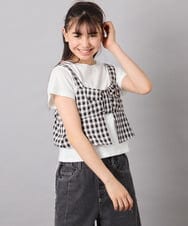 KJKFD59039 a.v.v KIDS(アー・ヴェ・ヴェ) [120-160][ママとお揃いコーデが叶う/セットアップ可能]リボンビスチェドッキングTシャツ ブラック