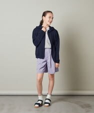 KJKFS41024 a.v.v KIDS(アー・ヴェ・ヴェ) [100-130]袖ギャザーフリルボーダートップス ラベンダー