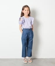 KJKFS49019 a.v.v KIDS(アー・ヴェ・ヴェ) [100-130]フロントフリルオフショルＴシャツ ライトブルー