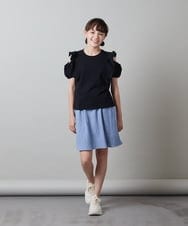 KJKFS49019 a.v.v KIDS(アー・ヴェ・ヴェ) [100-130]フロントフリルオフショルＴシャツ ライトブルー