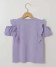 KJKFS49019 a.v.v KIDS(アー・ヴェ・ヴェ) [100-130]フロントフリルオフショルＴシャツ ラベンダー