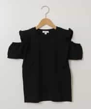 KJKFS49019 a.v.v KIDS(アー・ヴェ・ヴェ) [100-130]フロントフリルオフショルＴシャツ ブラック