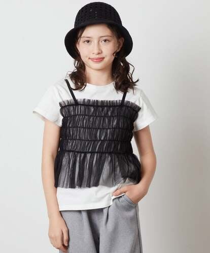 KJKFX43044 a.v.v KIDS [160]チュールキャミドッキングＴシャツ