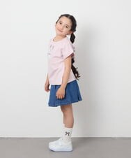 KJKGA23016 a.v.v KIDS(アー・ヴェ・ヴェ) 【累計1万枚販売/接触冷感/毛玉になりにくい/安心の綿100％】[100-130]シアーギンガムスリーブＴシャツ ピンク