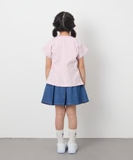 KJKGA23016 a.v.v KIDS(アー・ヴェ・ヴェ) 【累計1万枚販売/接触冷感/毛玉になりにくい/安心の綿100％】[100-130]シアーギンガムスリーブＴシャツ ピンク