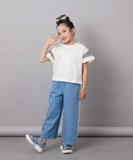 KJKGA23016 a.v.v KIDS(アー・ヴェ・ヴェ) 【累計1万枚販売/接触冷感/毛玉になりにくい/安心の綿100％】[100-130]シアーギンガムスリーブＴシャツ ピンク