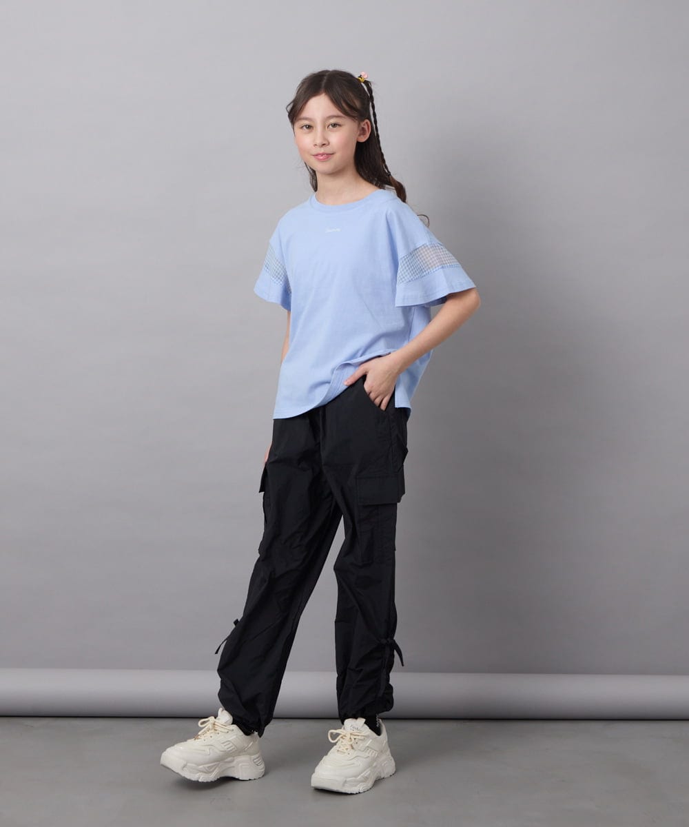 KJKGA23016 a.v.v KIDS(アー・ヴェ・ヴェ) 【累計1万枚販売/接触冷感/毛玉になりにくい/安心の綿100％】[100-130]シアーギンガムスリーブＴシャツ ピンク