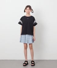 KJKGA23016 a.v.v KIDS(アー・ヴェ・ヴェ) 【累計1万枚販売/接触冷感/毛玉になりにくい/安心の綿100％】[100-130]シアーギンガムスリーブＴシャツ ピンク