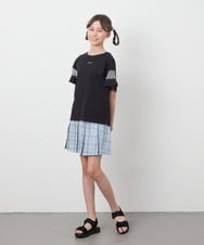 KJKGA23016 a.v.v KIDS(アー・ヴェ・ヴェ) 【累計1万枚販売/接触冷感/毛玉になりにくい/安心の綿100％】[100-130]シアーギンガムスリーブＴシャツ ピンク