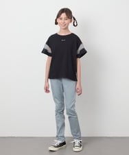KJKGA23016 a.v.v KIDS(アー・ヴェ・ヴェ) 【累計1万枚販売/接触冷感/毛玉になりにくい/安心の綿100％】[100-130]シアーギンガムスリーブＴシャツ ピンク