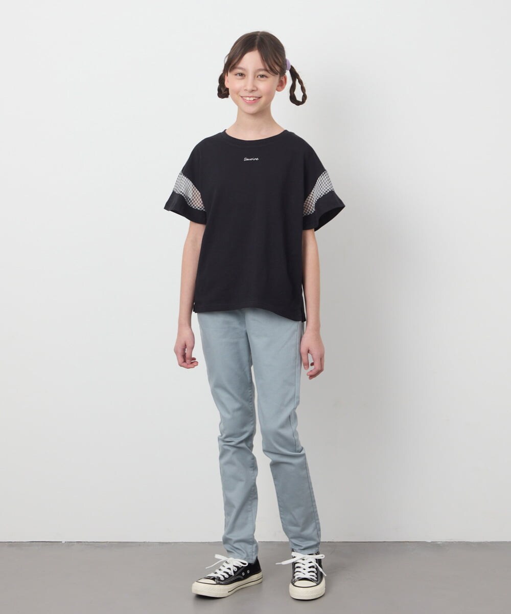 KJKGA23016 a.v.v KIDS(アー・ヴェ・ヴェ) 【累計1万枚販売/接触冷感/毛玉になりにくい/安心の綿100％】[100-130]シアーギンガムスリーブＴシャツ ピンク