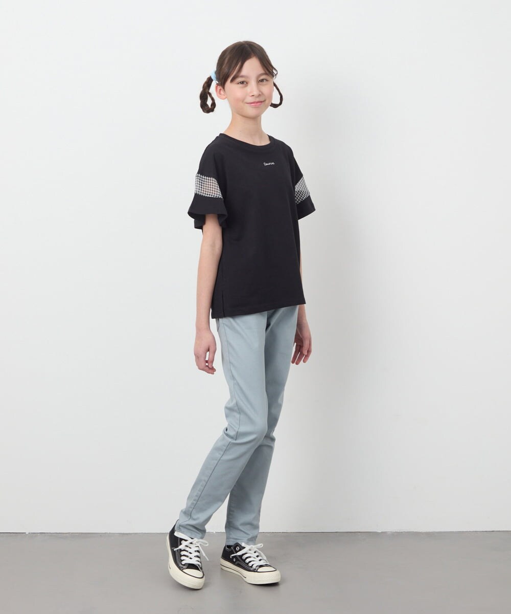 KJKGA23016 a.v.v KIDS(アー・ヴェ・ヴェ) 【累計1万枚販売/接触冷感/毛玉になりにくい/安心の綿100％】[100-130]シアーギンガムスリーブＴシャツ ピンク