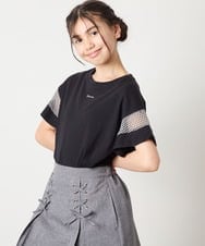 KJKGA23016 a.v.v KIDS(アー・ヴェ・ヴェ) 【累計1万枚販売/接触冷感/毛玉になりにくい/安心の綿100％】[100-130]シアーギンガムスリーブＴシャツ ピンク