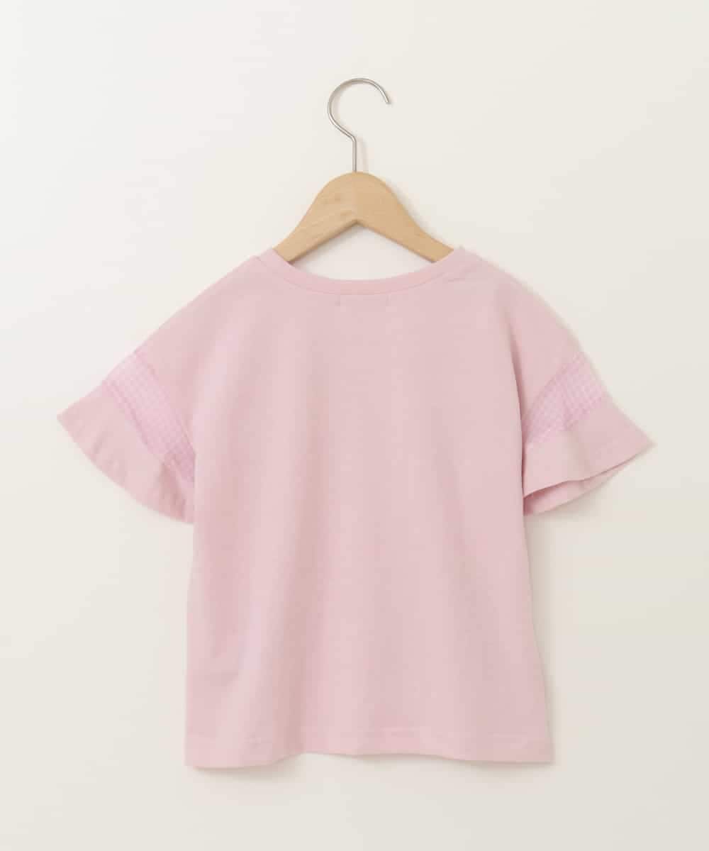 KJKGA23016 a.v.v KIDS(アー・ヴェ・ヴェ) 【累計1万枚販売/接触冷感/毛玉になりにくい/安心の綿100％】[100-130]シアーギンガムスリーブＴシャツ ピンク