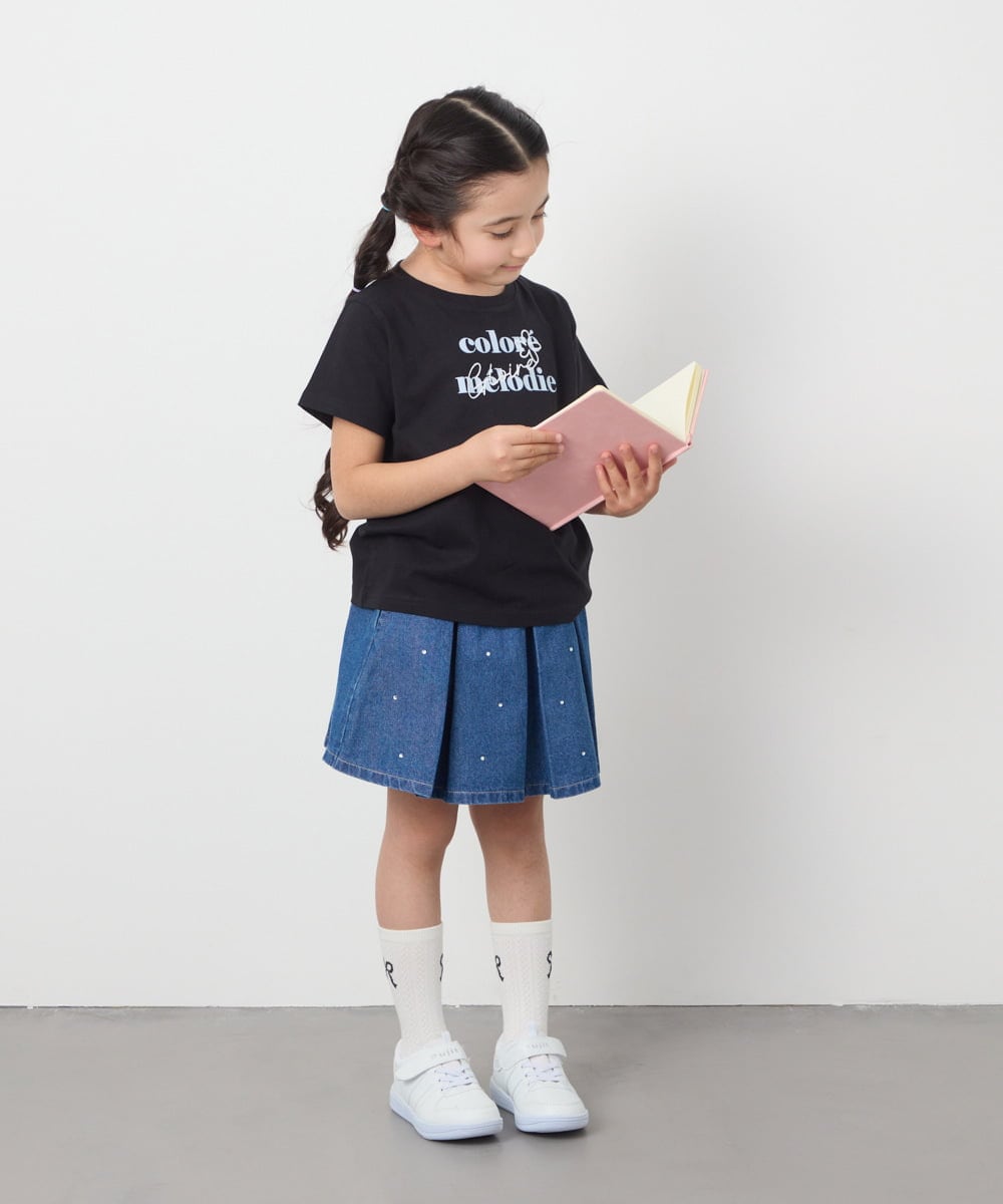 KJKGB22019 a.v.v KIDS(アー・ヴェ・ヴェ) 【接触冷感/ジメジメ対策/毛玉になりにくい/安心の綿100％】[140-150]アソートロゴＴシャツ ブラック