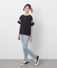 KJKGC23021 a.v.v KIDS(アー・ヴェ・ヴェ) 【累計1万枚販売/接触冷感/ジメジメ対策/毛玉になりにくい/安心の綿100％】[160]シアーギンガムキリカエスリーブＴシャツ ライトブルー
