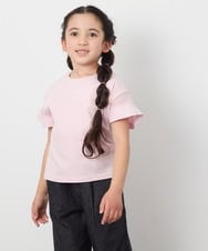 KJKGC23021 a.v.v KIDS(アー・ヴェ・ヴェ) 【累計1万枚販売/接触冷感/ジメジメ対策/毛玉になりにくい/安心の綿100％】[160]シアーギンガムキリカエスリーブＴシャツ ライトブルー