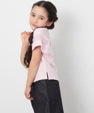KJKGC23021 a.v.v KIDS(アー・ヴェ・ヴェ) 【累計1万枚販売/接触冷感/ジメジメ対策/毛玉になりにくい/安心の綿100％】[160]シアーギンガムキリカエスリーブＴシャツ ライトブルー