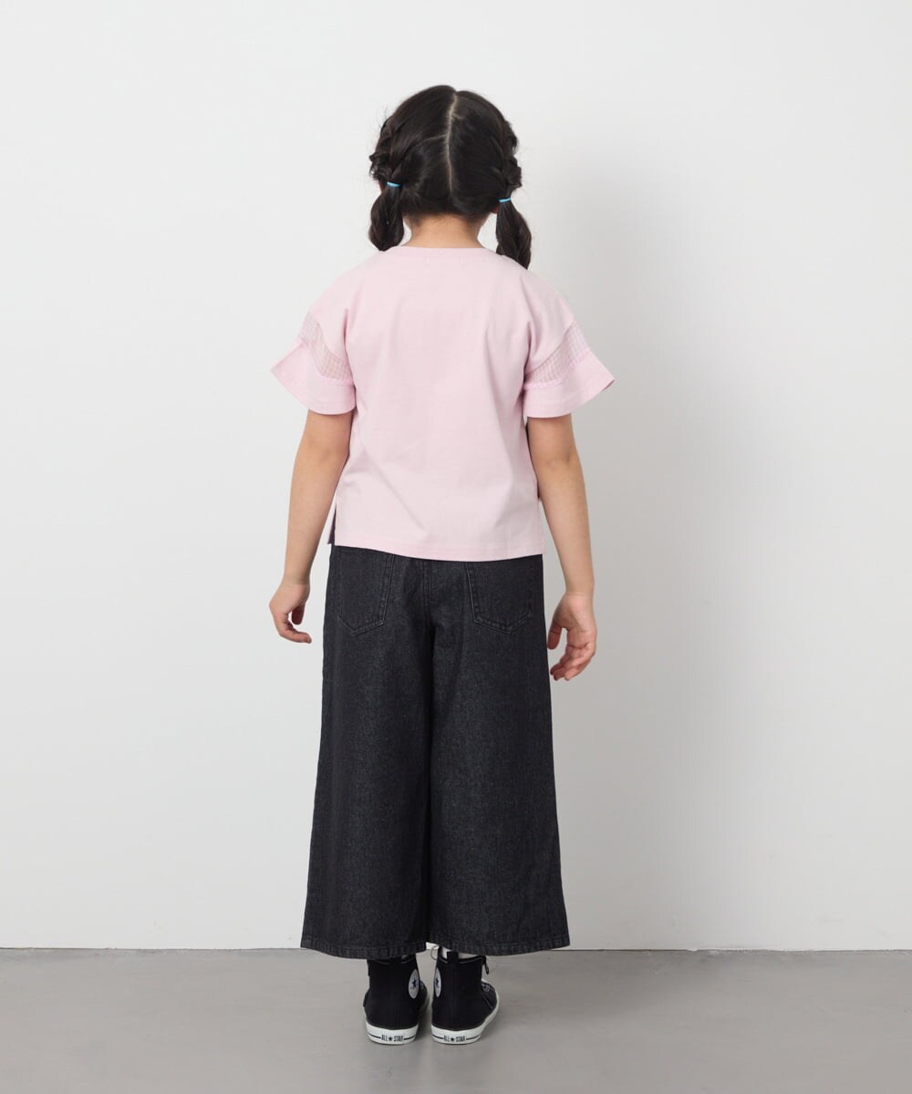 KJKGC23021 a.v.v KIDS(アー・ヴェ・ヴェ) 【累計1万枚販売/接触冷感/ジメジメ対策/毛玉になりにくい/安心の綿100％】[160]シアーギンガムキリカエスリーブＴシャツ ライトブルー