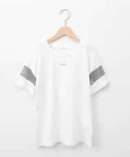 KJKGC23021 a.v.v KIDS(アー・ヴェ・ヴェ) 【累計1万枚販売/接触冷感/ジメジメ対策/毛玉になりにくい/安心の綿100％】[160]シアーギンガムキリカエスリーブＴシャツ ホワイト